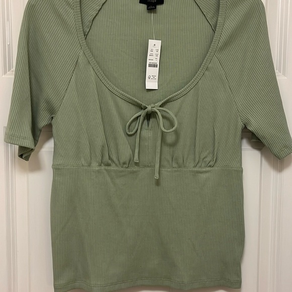 NWT J.Crew short sleeve ribbed top- Size L - Picture 3 of 12